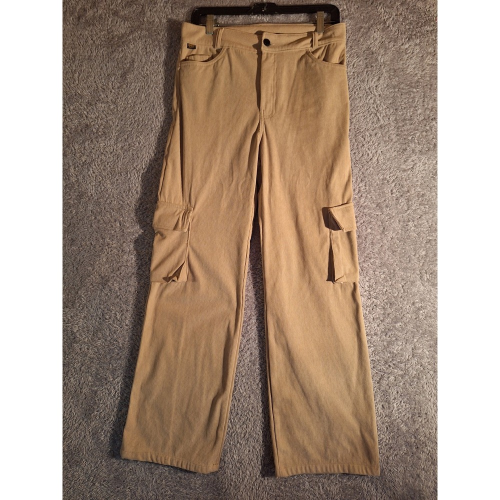 Rosi Tan Corduroy Cargo Pants Wide Leg High Waist Utility Trousers size 6